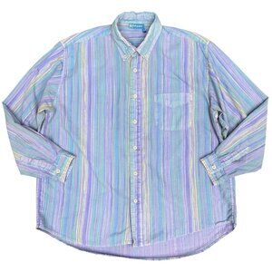 EUC Men's FRESH PRODUCE Striped Cotton Button-Down Shirt | Size XL